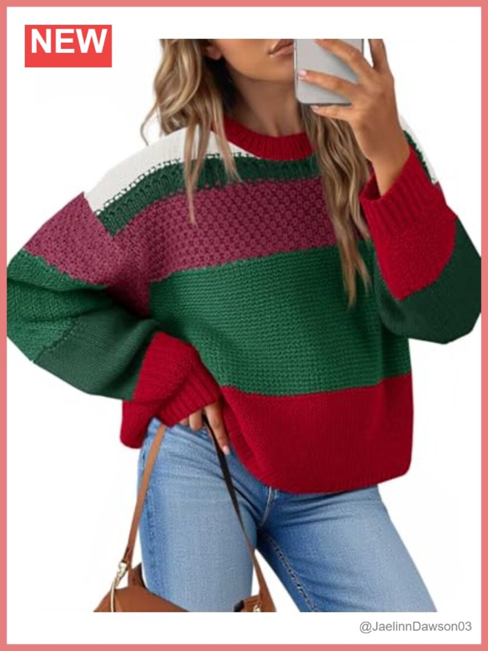 Saodimallsu Womens Color Block Cropped Sweater Oversized Striped Pullover